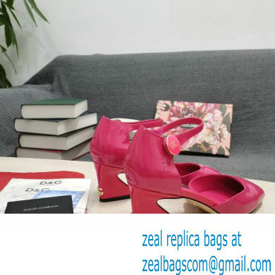 Dolce  &  Gabbana Heel 6.5cm/10.5cm Patent leather Mary Janes Fuchsia with Geometric Heel 2022